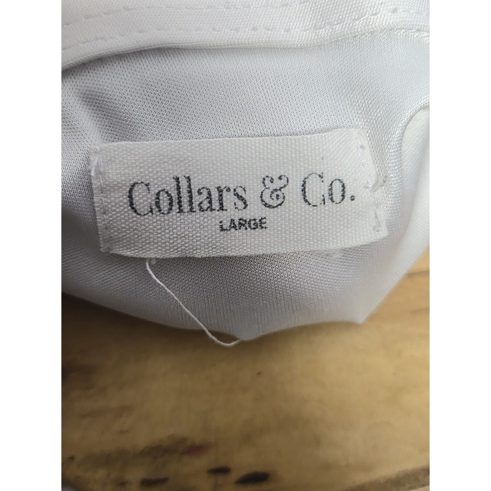Collars & Co Polo Shirt Mens Large White Solid Luxury Pique Cotton Knit Top - Picture 4 of 6